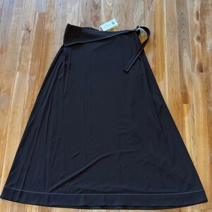 NWT Tory Burch Elegant Dark Chocolate Belted Jersey Skirt